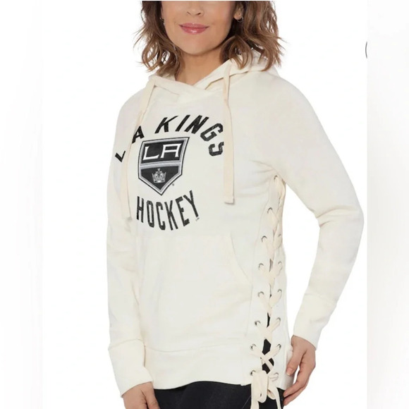 Los Angeles Kings Touch by Alyssa Milano Cream Weekend Raglan Pullover Hoodie - Picture 1 of 9
